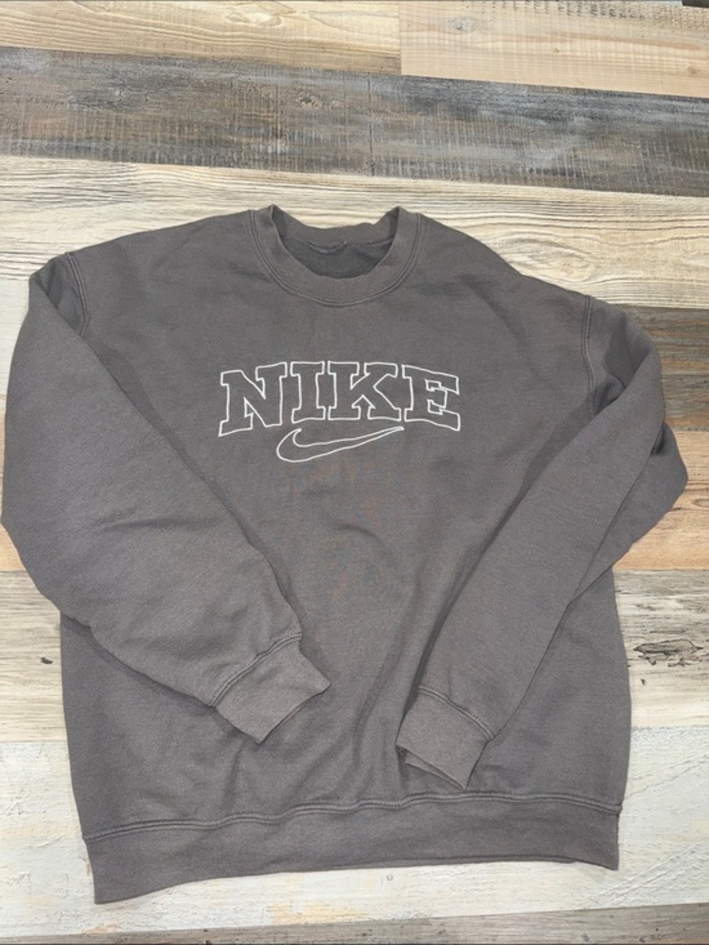 Nike Crewneck Sweatshirt in Dark Charcoal with White Logo